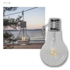 LED Solar Hänge-Lampe FILLE Zier-Glüh-Birne Glas Tisch-Leuchte für Außen & Innen