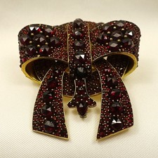 sehr große Granat Brosche um 1900 Schleifen Brosche Schleife / CU 334(17)