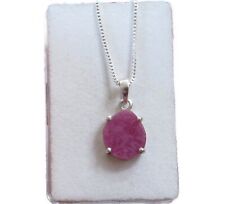 Natur Rubin Kristall Querschnitt Anhänger 925 Silber 12,6x11 mm AD3130