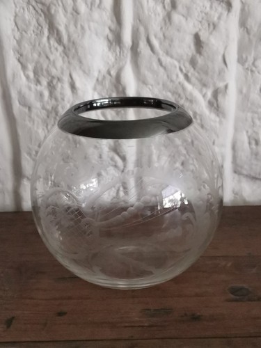 Glasvase mit silberrand - glasvase,