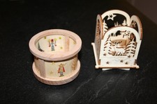 Kerzenhalter 2 Stück mit Weihnachtsmotive Engel Nußknacker Kirchen Hirschen Tann