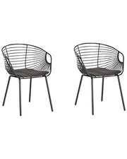 2er Set Essstuhl schwarz Metallic-Effekt Sitzpolster aus Kunstleder Hoback