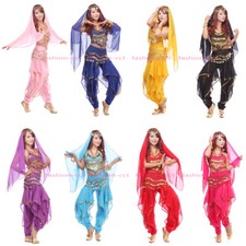 2025 Bauchtanz Kostüm 4 Teile Top & Hose & Gürtel &Veil Belly Dance costume DE