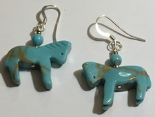 Ohrringe Pferde Türkis  Ohrhänger Sterling Silber Indianerschmuck Pferdeohrring