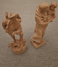 Alte Holzfiguren geschnitzt, Jäger/ Heiliger Antonius