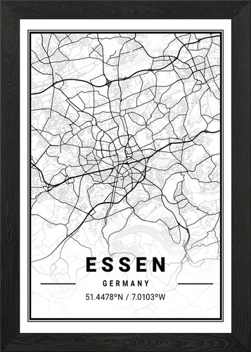 Essen licht stadtplan gerahmt - essen,