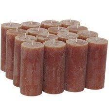 16 x Rustic Stumpenkerzen 110x50mm Rustik Blockkerzen Braun - Terracotta (2x8er)