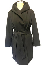 W1    Kapuzenmantel von Zara, Gr. M schwarz mit Gürtel