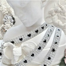 2m Strassband Dekoband Strassborte Strasssteine Herzen Glitzerband Deko Hochzeit