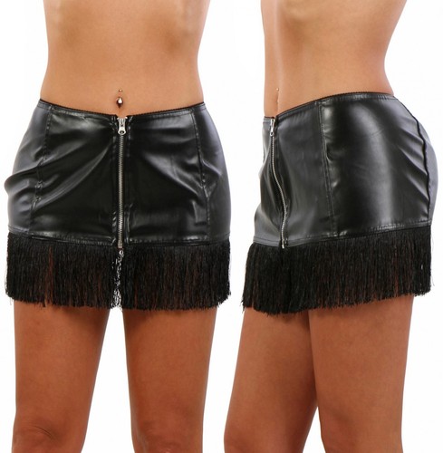 Damen minirock wetlook - damen,