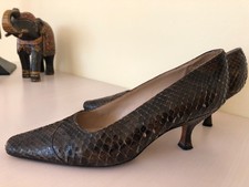 UNÜTZER Pumps Schlangen Leder Kitten Heels Damen Schuhe Gr. 37,5 Braun