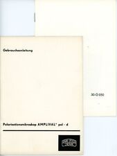 ZEISS Bedienungsanleitung Mikroskop AMPLIVAL pol d MIKROSKOP User Manual (Y5137