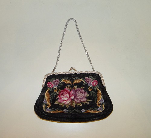 Antike gobelin handtasche rose - gobelin,