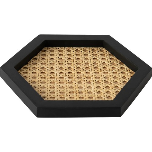Rattan tablett hexagon - rattan,