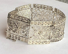 Armband filigran breit Jugendstil Antik Silber 835 ca. 23,65 g (3096)