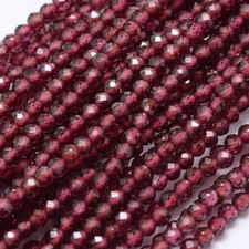 2 mm Facettiert  Granat Edelstein Strang | 38 cm | Natur ( Grant- 93 )