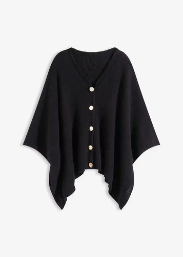 Poncho schwarz damenponcho - schwarz,