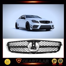 Grill Sport Kühlergrill Schwarz für Mercedes W204 C204 C63 S204 Coupe Glanz DE
