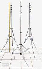 Profess. Licht- und Hochstative, sehr selten (3er-Set, Edelstahl + Alu silber)