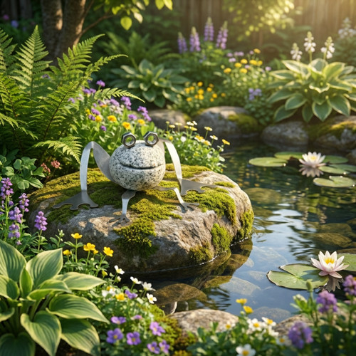 Natursteindeko frosch aus - frosch,