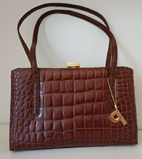 Handtasche Picard Leder Kroko optik dunkelbraun Umhängetasche