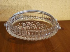 70er-Jahre Walther-Glas Fabiola Servier-Schale mit Henkel Blumendekor-Relief