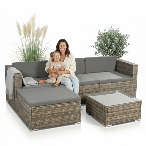 Rattan sofa grau sitzgarnitur - grau,