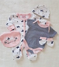 5-tlg Baby Geschenkset Erstausstattung Strampler Schlafanzug Body Hund Gr 50 56