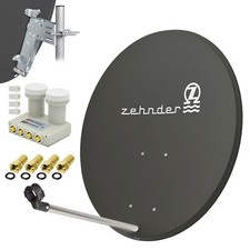ZEHNDER Digitale SAT Anlage 80cm Schüssel + Monoblock Quad LNB d Astra + Hotbird