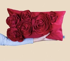pad concept | Kissenhülle Floral | 3D ROSEN | 30x50 | rot | Samt