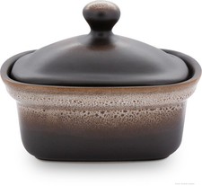 Bunzlauer Keramikdose mit Deckel für Margarine oder Butter (250g), Dekor ZACIEK