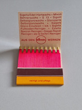 Streichholzheftchen, Siegel Werke, Sigella Edel - Hartwachs, Kik, Bohnerwachs