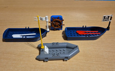 3x Lego Boote "2xRuderboot blau" + "1xSchlauchboot grau"  + "Steuerrad" - gebr.