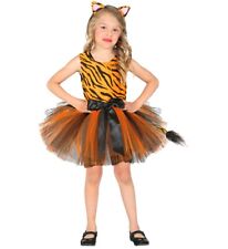 KARNEVAL FASCHING KINDERKOSTÜM KOSTÜM TIGER KLEID & HAARREIF GR. 110 NEU