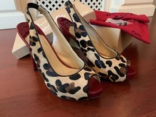 CHRISTIAN LOUBOUTIN ? Sling-Pumps Peep-Toe Gr 38 Leopard Pony Braun Schwarz Rot