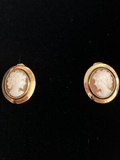 Alte Gemme Kamee Ohrringe Ohrstecker 750 Gold 18 Karat Vintage Schmuck