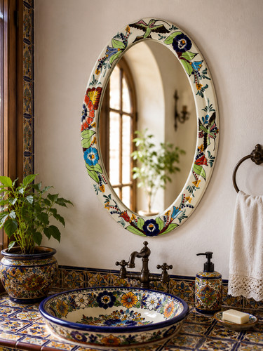 Mexikanischer talavera spiegel - mexikanischer,
