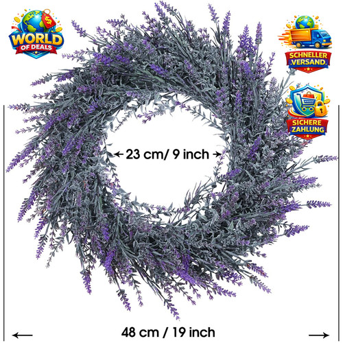 Lavendel kranz 48cm künstlich - 48cm,