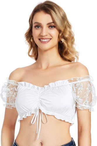 Dirndlbluse damen kurzarm - dirndlbluse,