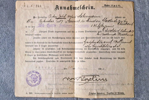 Annahmeschein 1907 - annahmeschein, 24.01.1907