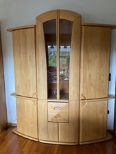 Vitrinenschrank halbrund, Erle, Glaselement mit Beleuchtung 