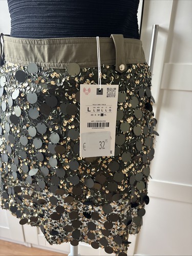 Zara pailletten minirock grün - zara,