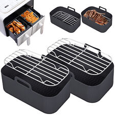 2STK Air Fryer Silikon Topf Liner Korb Edelstahl Dampf Racks Set für Ninja