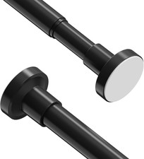 2 Stück Verstellbare Vorhang Spannstange 48-67CM Ohne Bohren Feder Duschfenster Schwarz