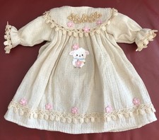 Orchidee-Puppenmode, Kleid Rita + Kragen Rosa-Beige 50 cm