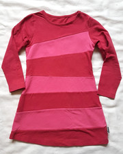 JAKO-O  Colorblocking Kleid Gr.104/110 A-Linie asymmetrische Streifen pink rosa