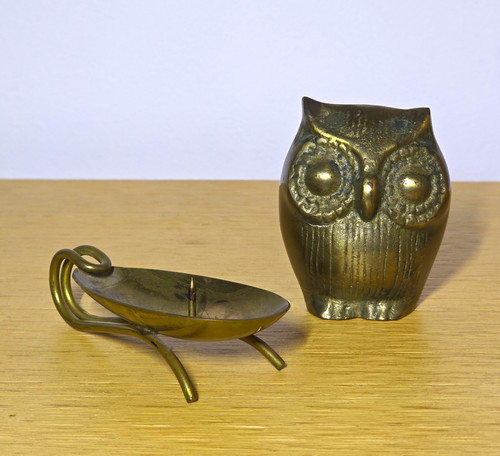 Messing set vintage eule - messing,