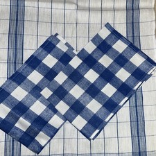 3 x Geschirrhandtuch Geschirrtuch Weiß Blau Karo * IKEA * Vintage