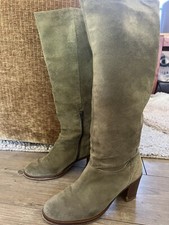 Echtleder Stiefel, Damenstiefel, Gr. 42 , Zign, Wildleder Pistazie