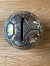 Fussballspardose aus Metall silberfarben schwere Ausführung 211 Gramm